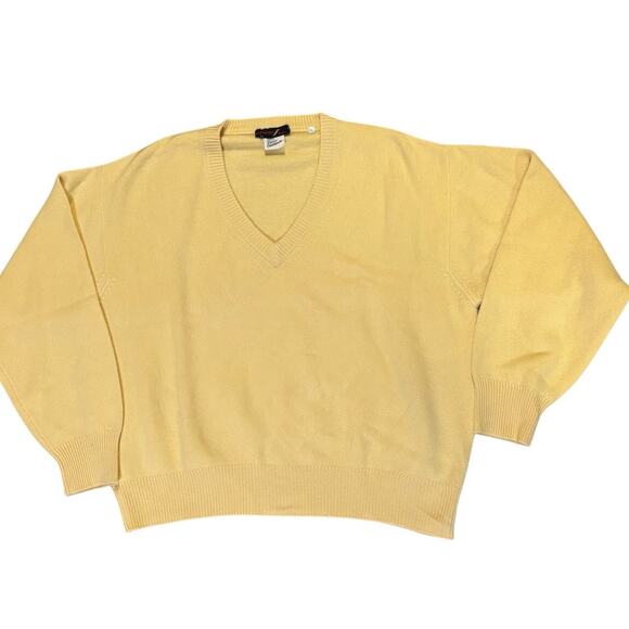 Vintage Brioni Roma 100% Cashmere Soft Yellow V Neck Sweater Men's 56 (US XL) - Picture 3 of 7
